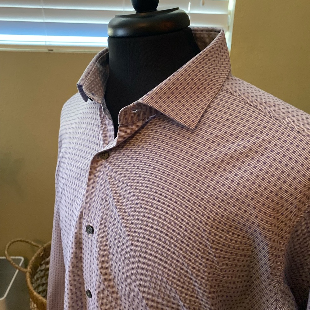 Ted Baker Men’s 17 Check Waffled Dress Shirt